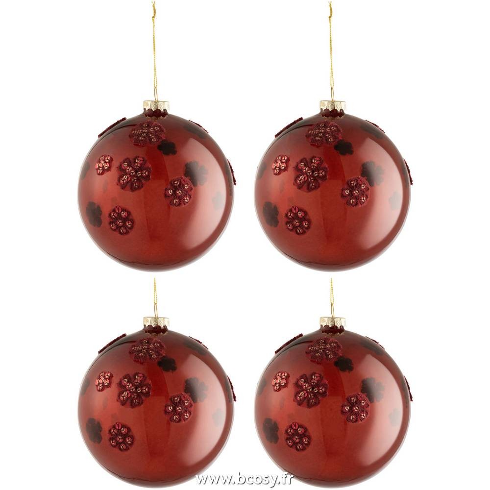 Boule De Noel Verre Rouge Grand J-line