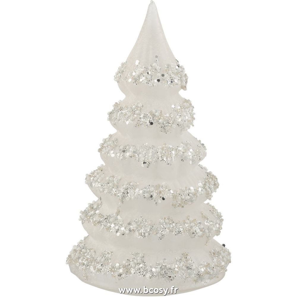 Sapin de noel puzzle bois de manguier blanc/blanc wash large - J-Line