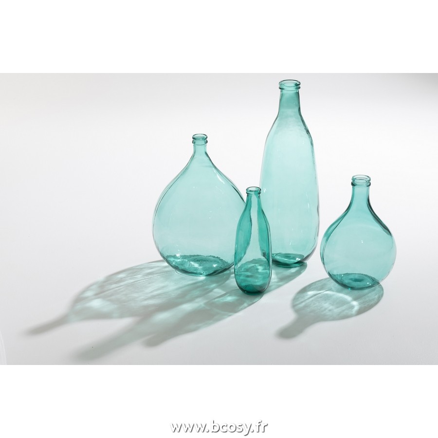 J-Line Bouteille Decorative Verre Or Large L12xB12xH32 cm Jline