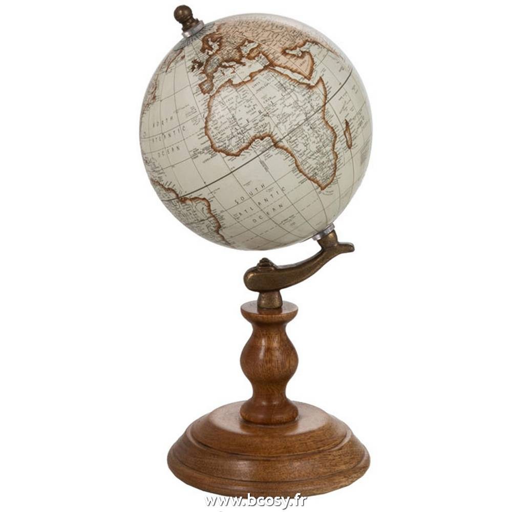 Globe terrestre Mappemonde pied bois