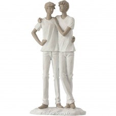 J-Line Couple Avec 3 Enfants Resine Blanc-Taupe L13xB9xH26 cm JLine 21475  by Jolipa 21475 Assortiment de 2 pcs familles statuettes